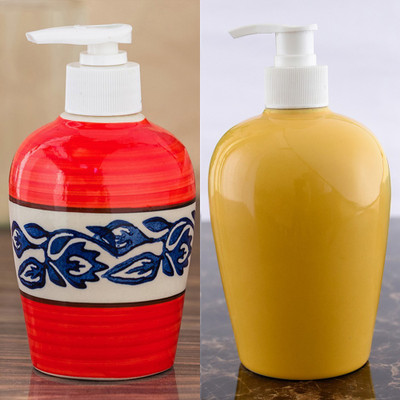 

Sforzi Ceramic soap dispenser combo 700 ml Lotion, Shampoo, Soap Dispenser(Multicolor)