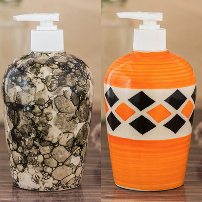 

Sforzi Ceramic soap dispenser combo 450 ml Lotion, Shampoo, Soap Dispenser(Multicolor)