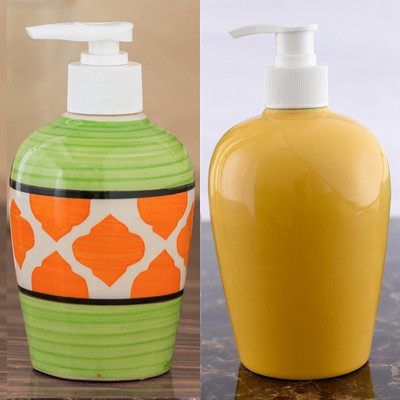 

Sforzi Ceramic soap dispenser combo 700 ml Lotion, Shampoo, Soap Dispenser(Multicolor)