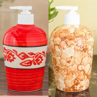 

Sforzi Ceramic soap dispenser combo 450 ml Lotion, Shampoo, Soap Dispenser(Multicolor)