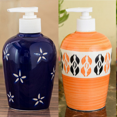 

Sforzi Ceramic soap dispenser combo 700 ml Lotion, Shampoo, Soap Dispenser(Multicolor)