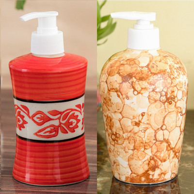 

Sforzi Ceramic soap dispenser combo 700 ml Lotion, Shampoo, Soap Dispenser(Multicolor)