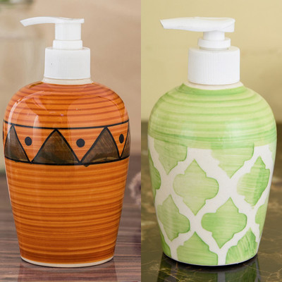 

Sforzi Ceramic soap dispenser combo 700 ml Lotion, Shampoo, Soap Dispenser(Multicolor)