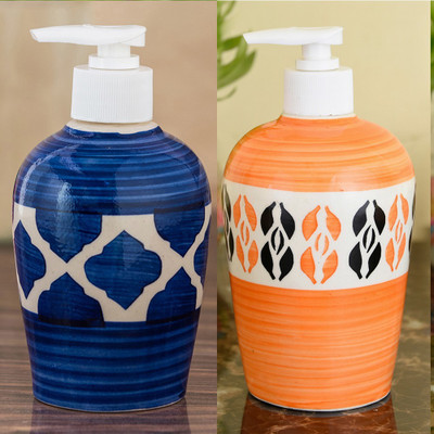 

Sforzi Ceramic soap dispenser combo 700 ml Lotion, Shampoo, Soap Dispenser(Multicolor)