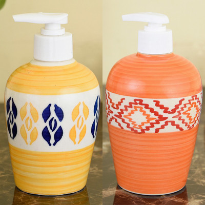 

Sforzi Ceramic soap dispenser combo 700 ml Lotion, Shampoo, Soap Dispenser(Multicolor)
