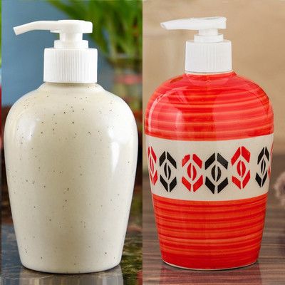

Sforzi Ceramic soap dispenser combo 700 ml Lotion, Shampoo, Soap Dispenser(Multicolor)