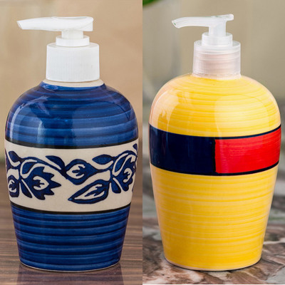 

Sforzi Ceramic soap dispenser combo 700 ml Lotion, Shampoo, Soap Dispenser(Multicolor)