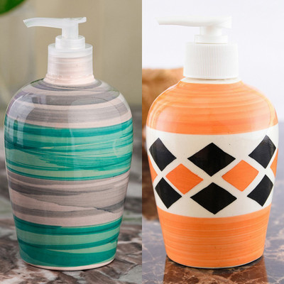 

Sforzi Ceramic soap dispenser combo 700 ml Lotion, Shampoo, Soap Dispenser(Multicolor)