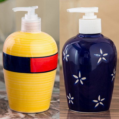 

Sforzi Ceramic soap dispenser combo 700 ml Lotion, Shampoo, Soap Dispenser(Multicolor)