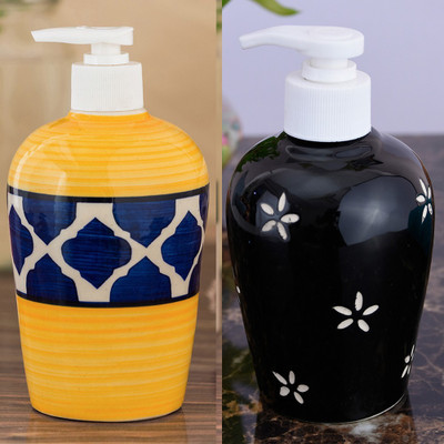 

Sforzi Ceramic soap dispenser combo 700 ml Lotion, Shampoo, Soap Dispenser(Multicolor)