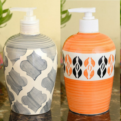 

Sforzi Ceramic soap dispenser combo 450 ml Lotion, Shampoo, Soap Dispenser(Multicolor)