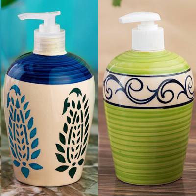 

Sforzi Ceramic soap dispenser combo 450 ml Lotion, Shampoo, Soap Dispenser(Multicolor)