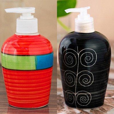 

Sforzi Ceramic soap dispenser combo 700 ml Lotion, Shampoo, Soap Dispenser(Multicolor)