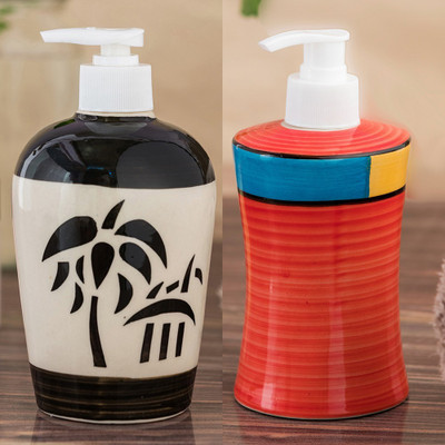 

Sforzi Ceramic soap dispenser combo 700 ml Lotion, Shampoo, Soap Dispenser(Multicolor)