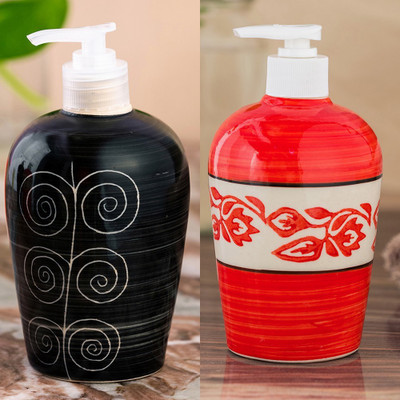 

Sforzi Ceramic soap dispenser combo 700 ml Lotion, Shampoo, Soap Dispenser(Multicolor)