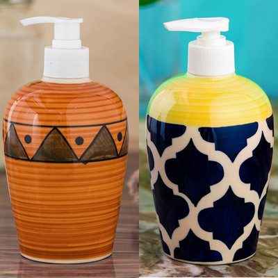 

Sforzi Ceramic soap dispenser combo 700 ml Lotion, Shampoo, Soap Dispenser(Multicolor)