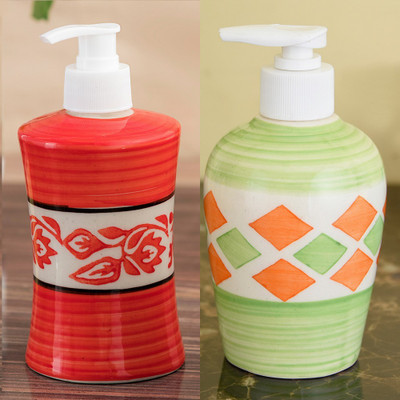 

Sforzi Ceramic soap dispenser combo 250 ml Lotion, Shampoo, Soap Dispenser(Multicolor)
