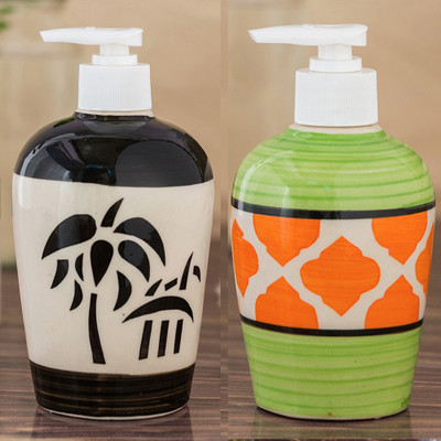 

Sforzi Ceramic soap dispenser combo 700 ml Lotion, Shampoo, Soap Dispenser(Multicolor)