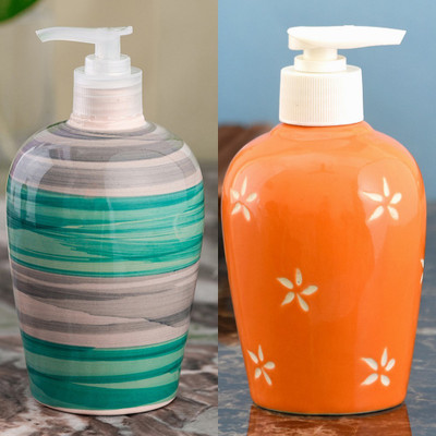 

Sforzi Ceramic soap dispenser combo 700 ml Lotion, Shampoo, Soap Dispenser(Multicolor)