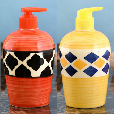 

Sforzi Ceramic soap dispenser combo 450 ml Lotion, Shampoo, Soap Dispenser(Multicolor)