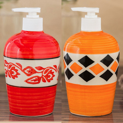 

Sforzi Ceramic soap dispenser combo 450 ml Lotion, Shampoo, Soap Dispenser(Multicolor)