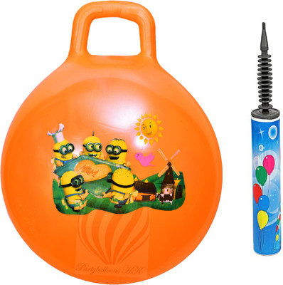 

PartyballoonsHK Minion-Hopper Ball For Kids Ages 3-6 (Hippity Hop Ball, Hopping Ball, Bouncy Ball With Handles, Sit & Bounce, Kangaroo Bouncer, Jumping Ball, 18 Inches, With Pump(Multicolor)