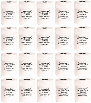 

InventorySpark ATM Slip Size Set of 20 of 57mmX25mtr Unruled 57MMX25Mtr Set of 20 Pos Roll (2.25 Inch) Thermal Paper(Set of 20, White)