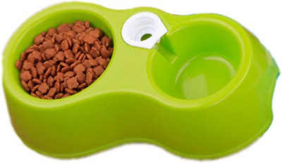 

Sri Plastic Non Slip Pets Food Water Bowl Feeder with Automatic Water Bottle Set For Small Medium Dogs & Cats (Green) Round Plastic Pet Bowl(250 ml Yellow)