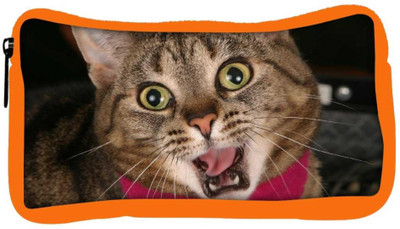 

Snoogg Eco Friendly Canvas Screaming Cat Designer Student Pen Pencil Case Coin Purse Pouch Cosmetic Makeup Bag (ORANGE) Pouch(Multicolor)