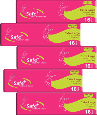

safe plus Fresh ultra maxi-XL size 80 pieces with wings Sanitary Pad(Pack of 80)