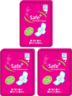 

Safe plus Fresh Dry maxi - XL size with wings Sanitary Pad(Pack of 60)
