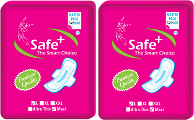 

safe plus Fresh ultra maxi-L size 64 pieces with wings Sanitary Pad(Pack of 64)