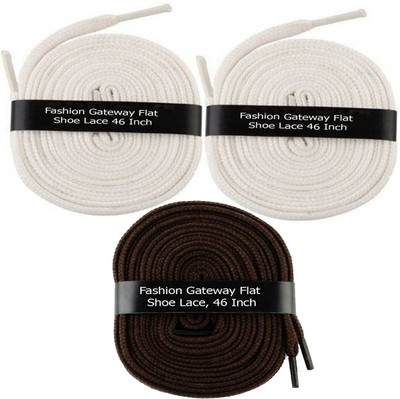 

Fashion Gateway Flat Shoe Lace for Sports shoe (120cm) FG-26 Shoe Lace(White, White, Brown Set of 3)