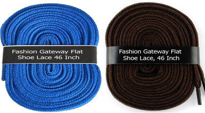 

Fashion Gateway Flat Shoe Lace for Sports shoe (120cm) FG-08 Shoe Lace(Blue, Brown Set of 2)
