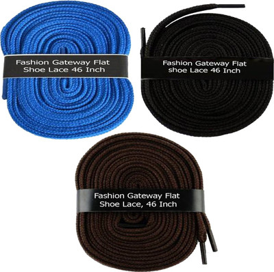 

Fashion Gateway Flat Shoe Lace for Sports shoe (120cm) FG-19 Shoe Lace(Blue, Black, Brown Set of 3)