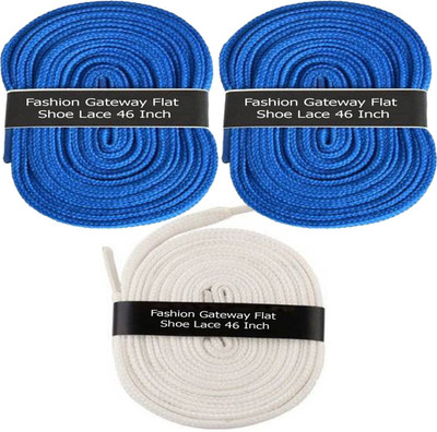 

Fashion Gateway Flat Shoe Lace for Sports shoe (120cm) FG-22 Shoe Lace(Blue, Blue, White Set of 3)