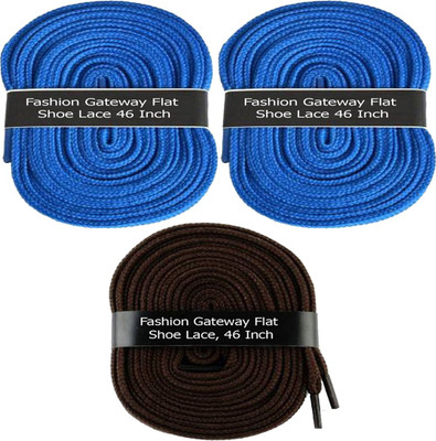 

Fashion Gateway Flat Shoe Lace for Sports shoe (120cm) FG-21 Shoe Lace(Blue, Blue, Brown Set of 3)