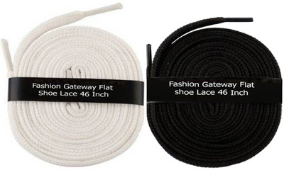 

Fashion Gateway Flat Shoe Lace for Sports shoe (120cm) FG-10 Shoe Lace(White, Black Set of 2)