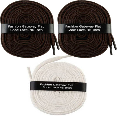 

Fashion Gateway Flat Shoe Lace for Sports shoe (120cm) FG-18 Shoe Lace(Brown, Brown, White Set of 3)