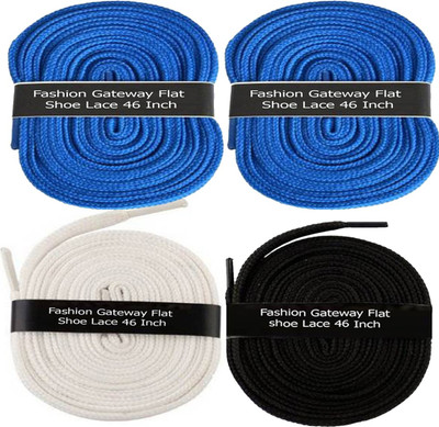 

Fashion Gateway Flat Shoe Lace for Sports shoe (120cm) FG-33 Shoe Lace(Blue, Blue, White, Black Set of 4)
