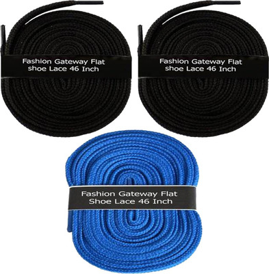 

Fashion Gateway Flat Shoe Lace for Sports shoe (120cm) FG-14 Shoe Lace(Black, Black, Blue Set of 3)