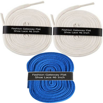 

Fashion Gateway Flat Shoe Lace for Sports shoe (120cm) FG-27 Shoe Lace(White, White, Blue Set of 3)