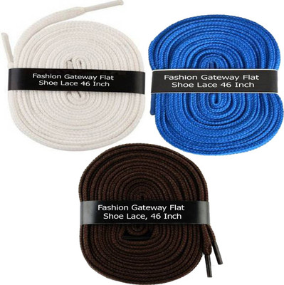 

Fashion Gateway Flat Shoe Lace for Sports shoe (120cm) FG-24 Shoe Lace(White, Blue, Brown Set of 3)