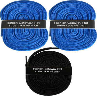 

Fashion Gateway Flat Shoe Lace for Sports shoe (120cm) FG-20 Shoe Lace(Blue, Blue, Black Set of 3)