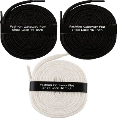 

Fashion Gateway Flat Shoe Lace for Sports shoe (120cm) FG-15 Shoe Lace(Black, Black, White Set of 3)