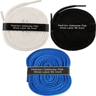 

Fashion Gateway Flat Shoe Lace for Sports shoe (120cm) FG-23 Shoe Lace(White, Black, Blue Set of 3)