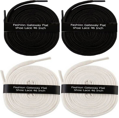

Fashion Gateway Flat Shoe Lace for Sports shoe (120cm) FG-31 Shoe Lace(Black, Black, White, White Set of 4)