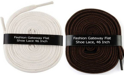 

Fashion Gateway Flat Shoe Lace for Sports shoe (120cm) FG-11 Shoe Lace(White, Brown Set of 2)