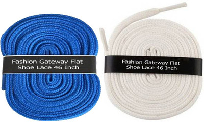 

Fashion Gateway Flat Shoe Lace for Sports shoe (120cm) FG-09 Shoe Lace(Blue, White Set of 2)