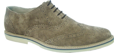 

ASM Cheeku Pure Suede Brogue Leather Shoes Lace Up For Men(Beige